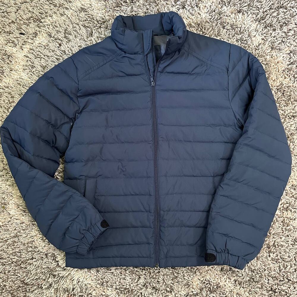 J Crew Men's Navy Blue Quilted Down Puffer Jacket Lightweight Coat S Small